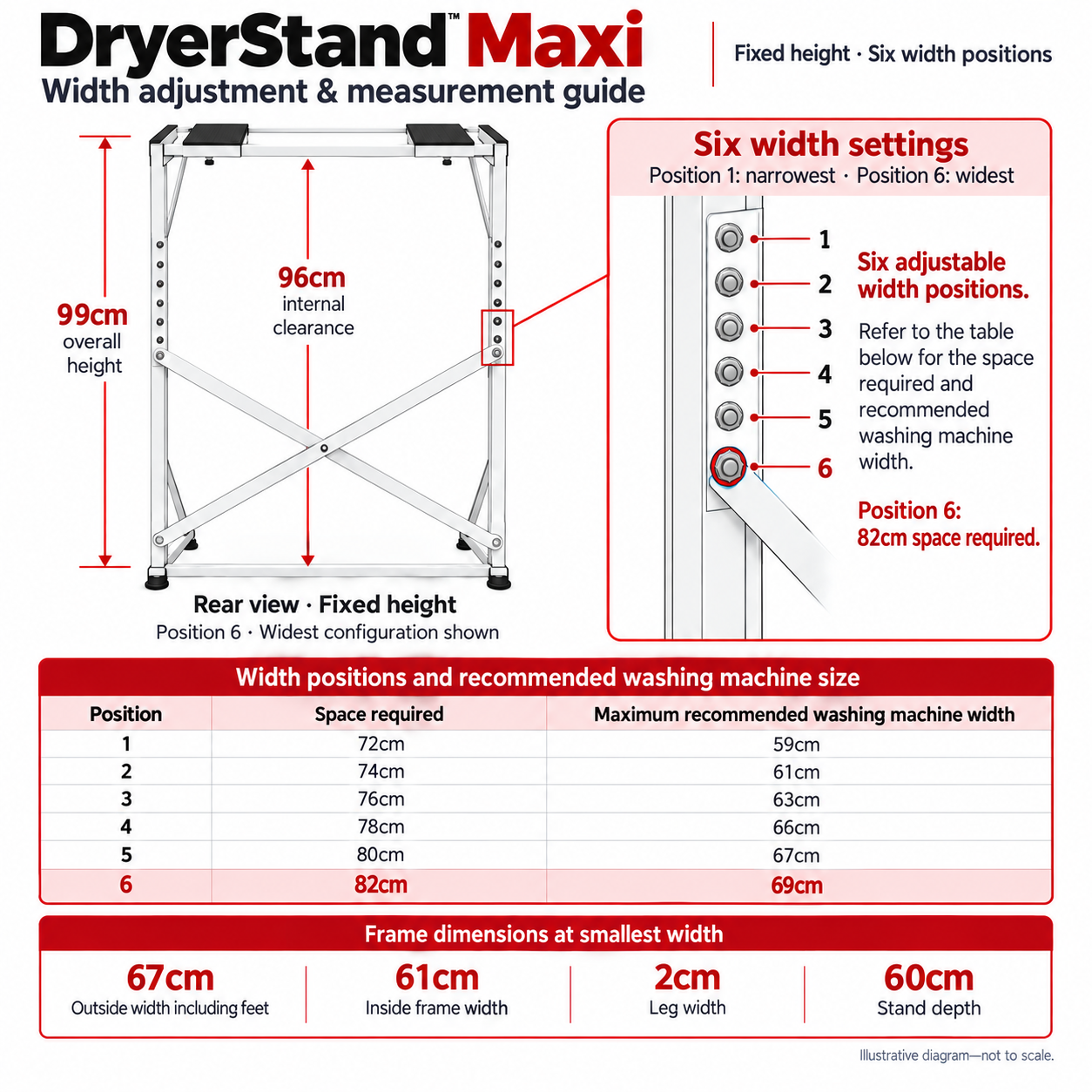 DryerStand Maxi size chart
