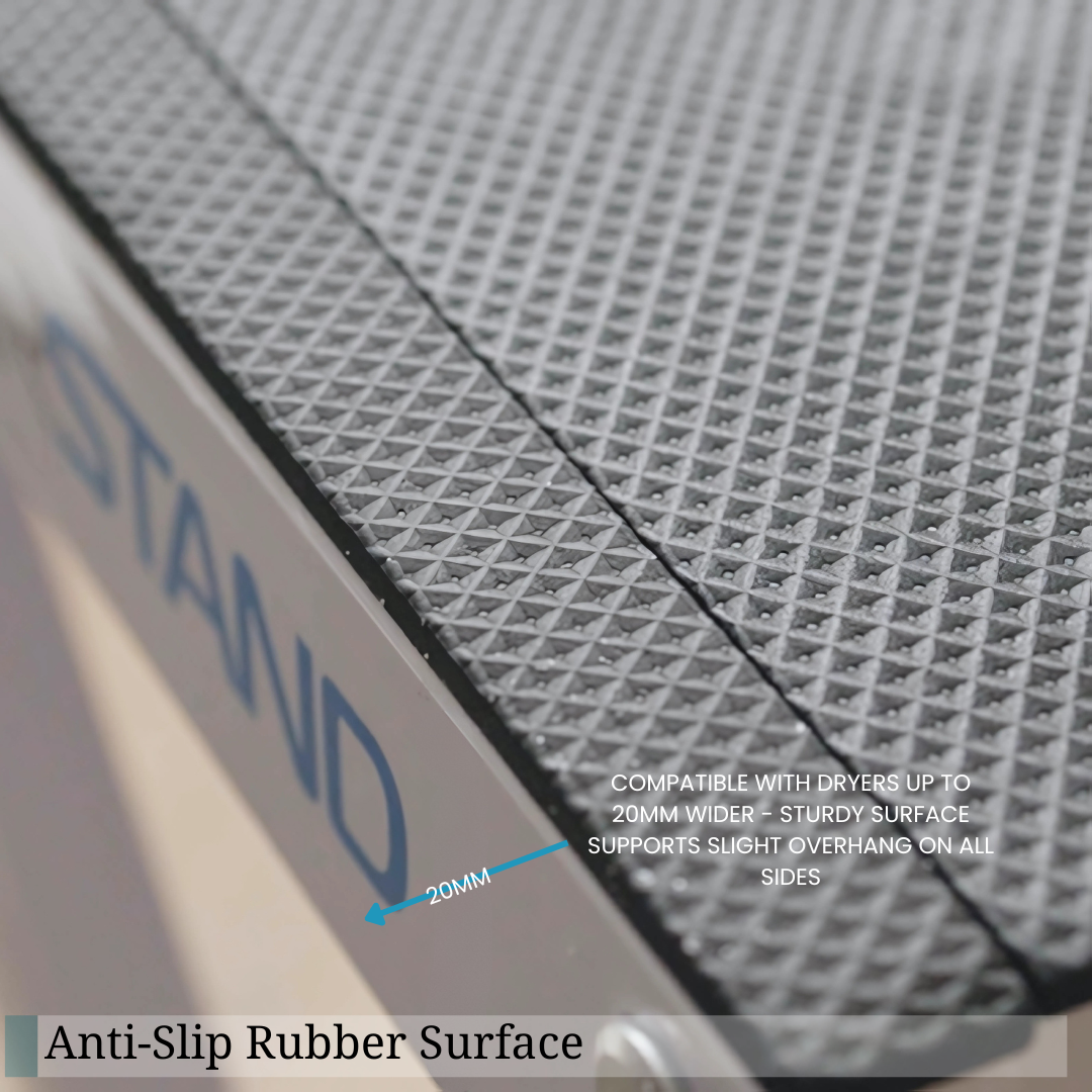 Close-up of the anti-slip rubber surface on the DryerStand Adjustable support arms compatability 