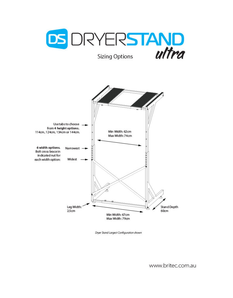 DryerStand Adjustable sizing image from Britec