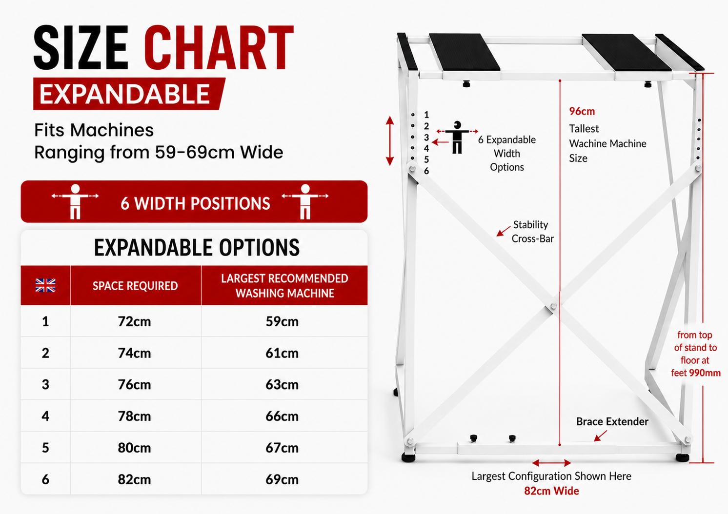 DryerStand Maxi size chart