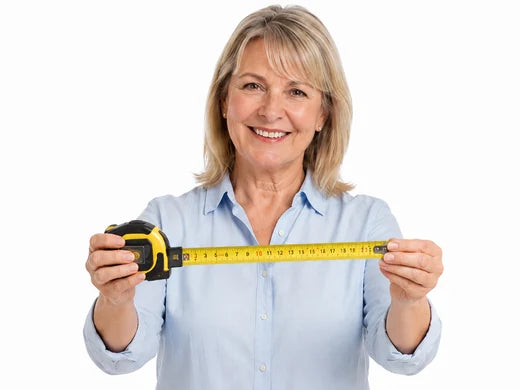 Person measuring laundry space for DryerStand size guide